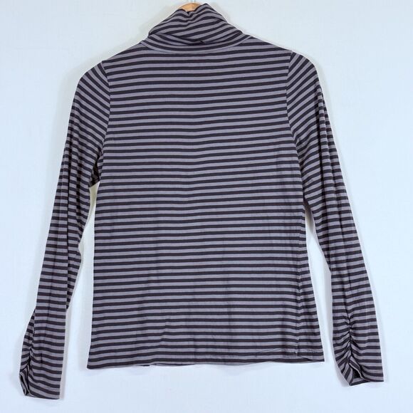 Royal Robbins Two Tone Grey Stripe Pullover Turtleneck Shirt Top Women's Medium - Picture 4 of 6